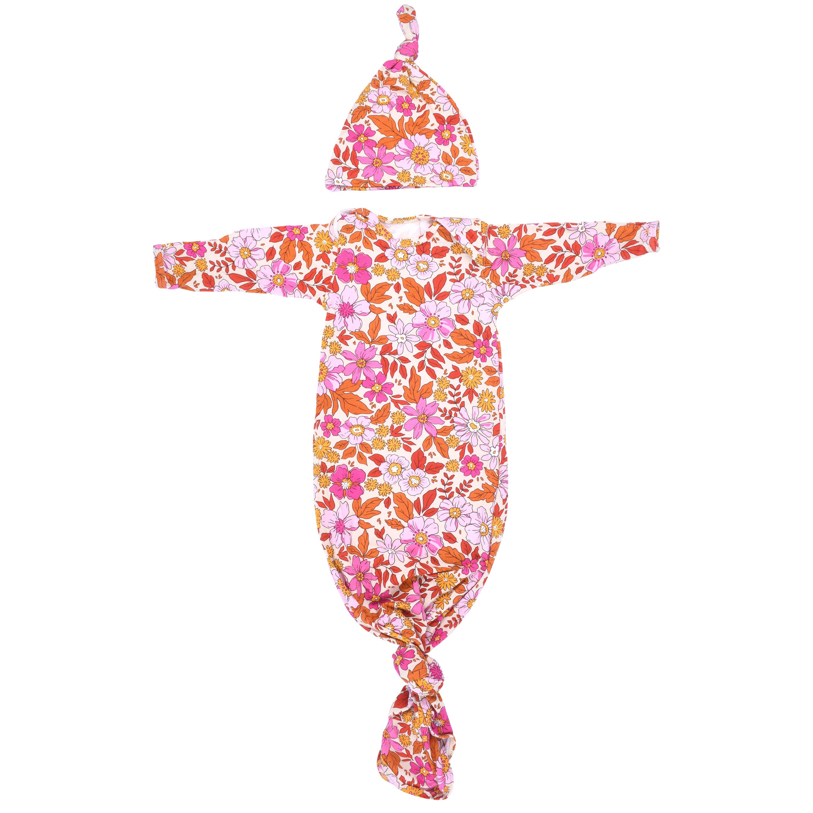 Three Little Tots - Wholesale Babygown - Baby - Wild Child Floral Hawaiian Knotted Gown1