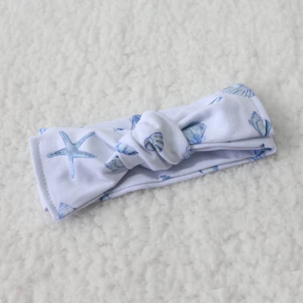 Smitten Bub Co. - Vente Nœud pour cheveux – bébé - Noeud Papillon Coquillages Bleus0