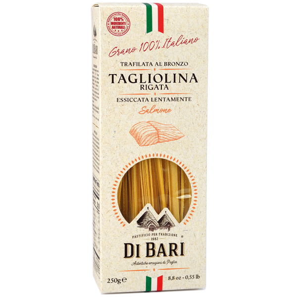 Gourmandise - Vendita all'ingrosso Pasta - Pasta Tagliolina rigata con salmone Di Bari 250 gr.0