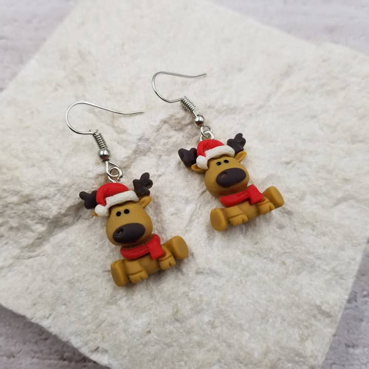 Cute Christmas Elk Earrings for wholesale by Treasure Wholesale