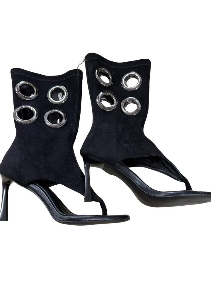 Rebel Reid - Wholesale High Heels - Women's - Black Eyelet Stiletto Heel1