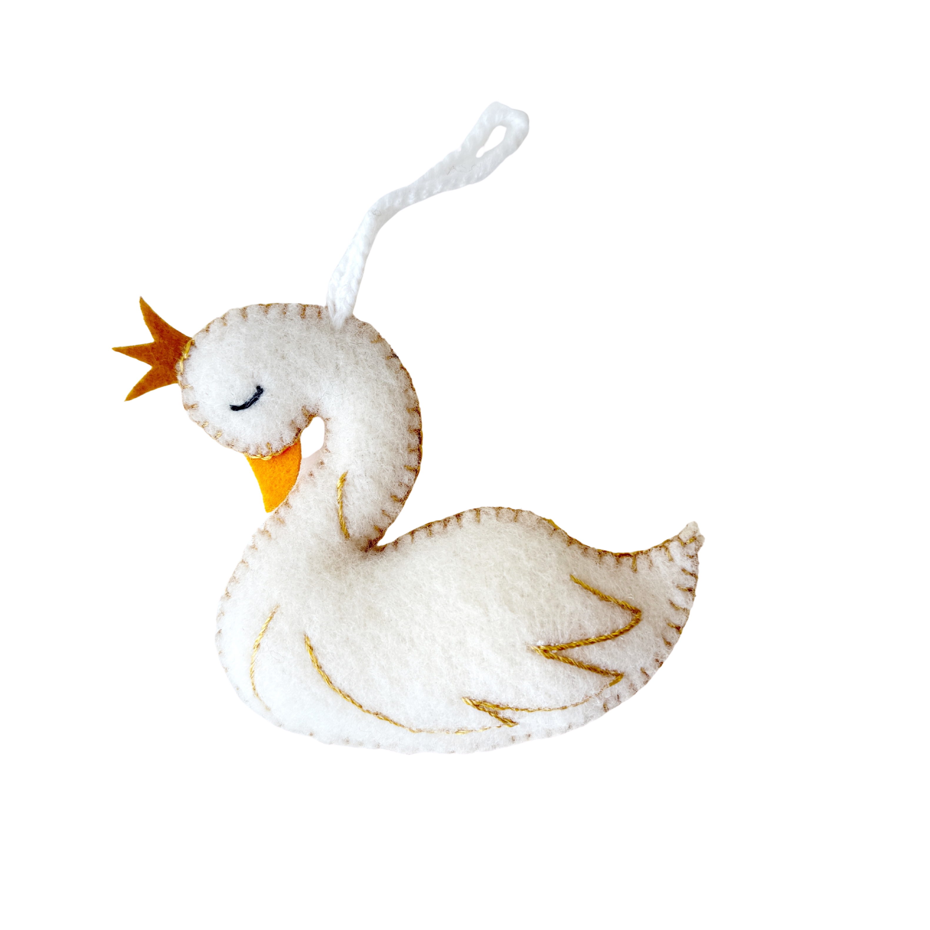 Ornaments 4 Orphans - Wholesale Ornament - Swan with Crown Embroidered Wool Christmas Ornament3