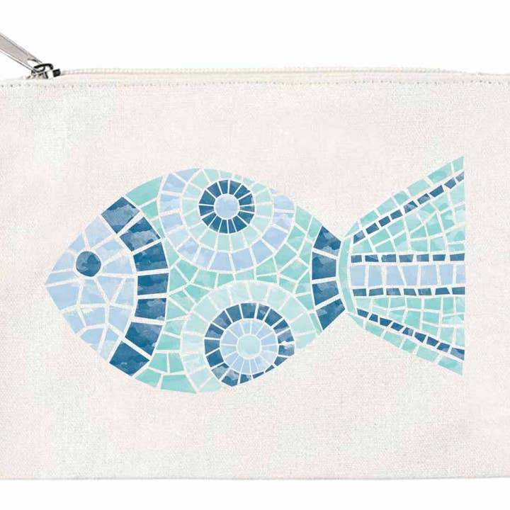 Mosaic Fish Zippered Pouch for wholesale by M Design Studio Gifts