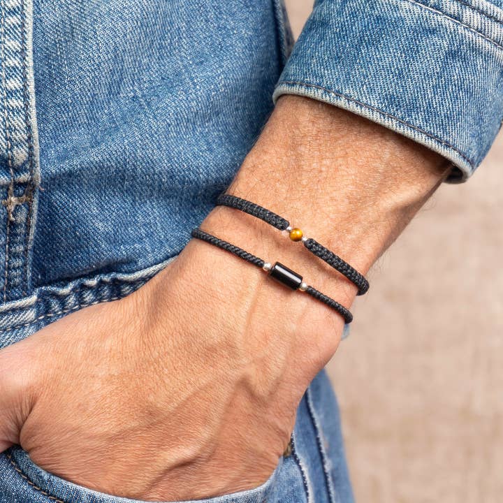Makarla - Handmade Colombian Jewelry - Vendita all'ingrosso Gioielli - Uomo - Bracciale da uomo con perline macramè occhio di tigre | Regali per uomo