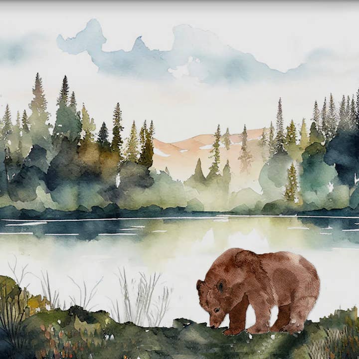 Lakeside Bear - 11" x 8" Tempered Glass Cutting Board for wholesale by GP Originals