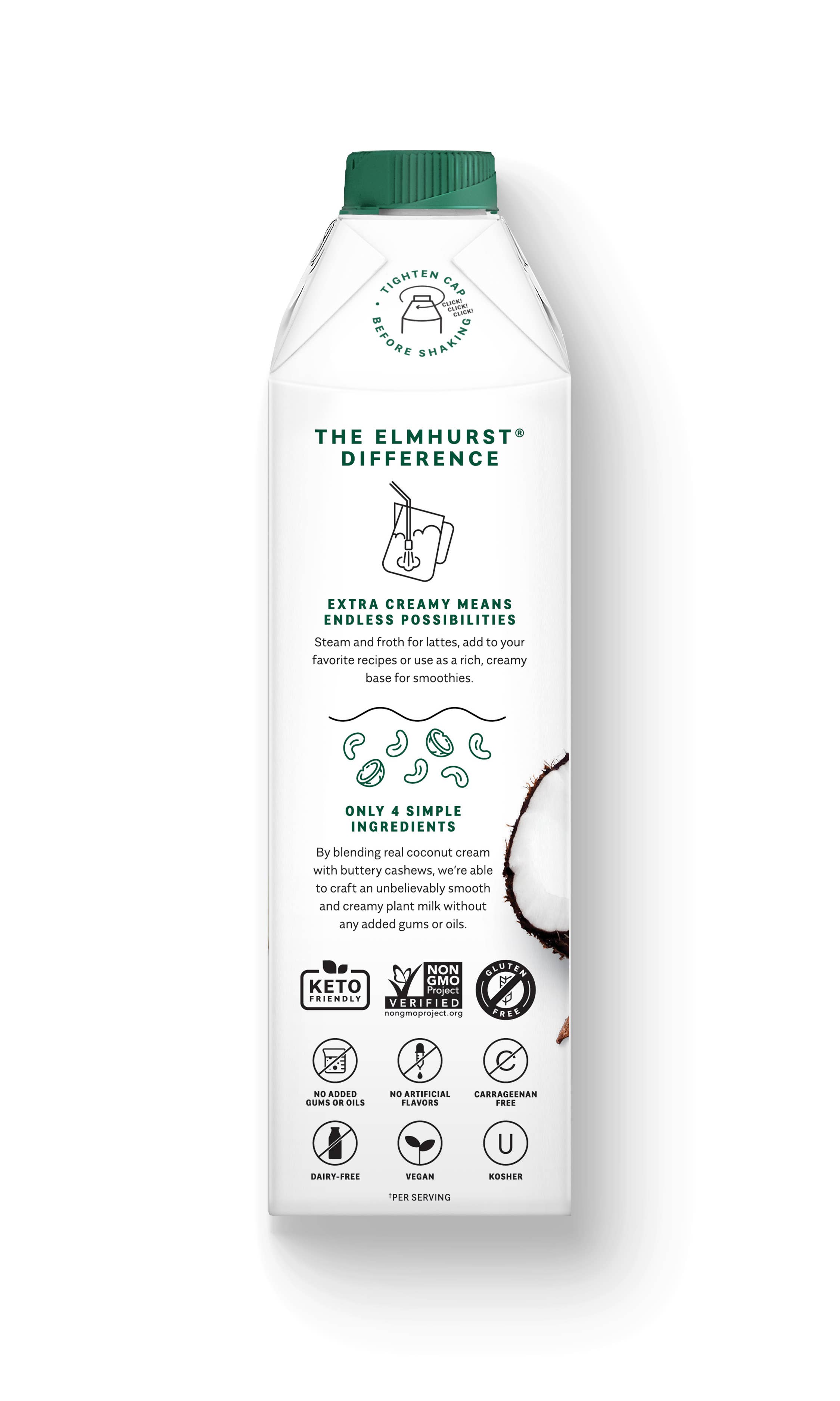 Elmhurst 1925 - Wholesale Non-Dairy Milk - Unsweetened Coconut Cashew Milk, 32oz [6-Pack]3