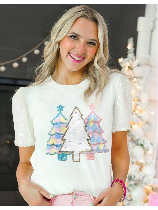 Festive Forest on Princess Top, White for wholesale on Faire11