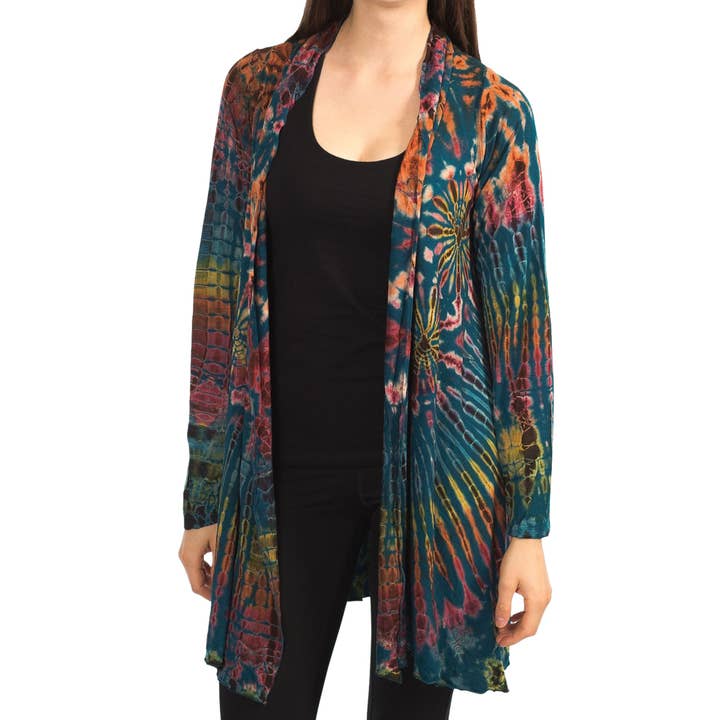 Tie Dye Lang Cardigan for engroshandel hos Ruby Sera