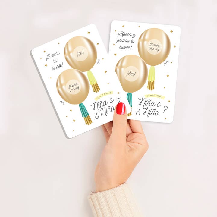 Rubbelkarte zur Enthüllung des Babygeschlechts (Spiel 5 Stk) für den Großhandel von Wild Confetti