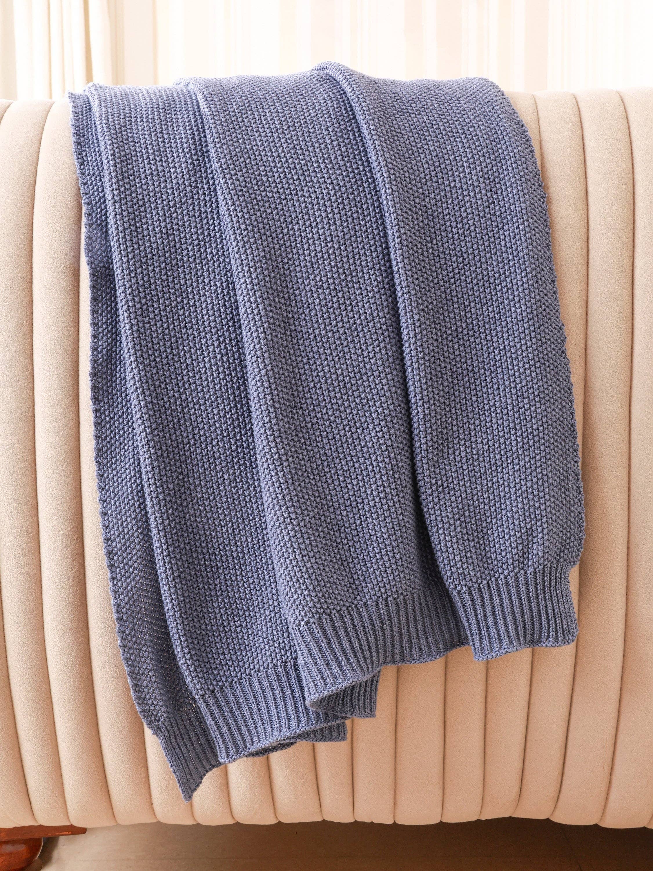 Whispering Threads - Vente Plaids - Jeté en coton léger | Tricot moderne, doux et respirant1