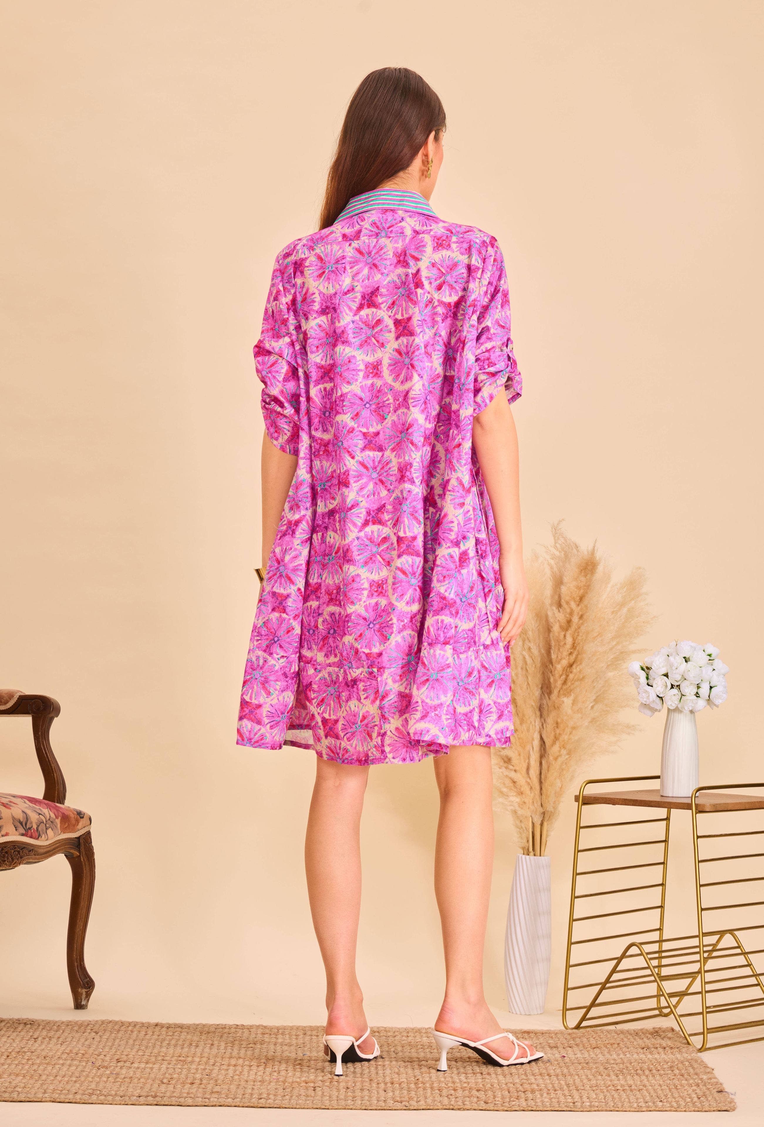 IP214 Abito corto in cotone bohémien - Orice  in vendita all'ingrosso su Faire3