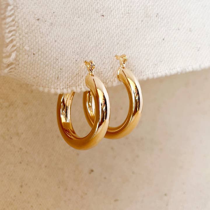 GoldFi - Wholesale Hoop Earrings - 18k Gold Filled Classic 25mm Tube Hoop Earrings
