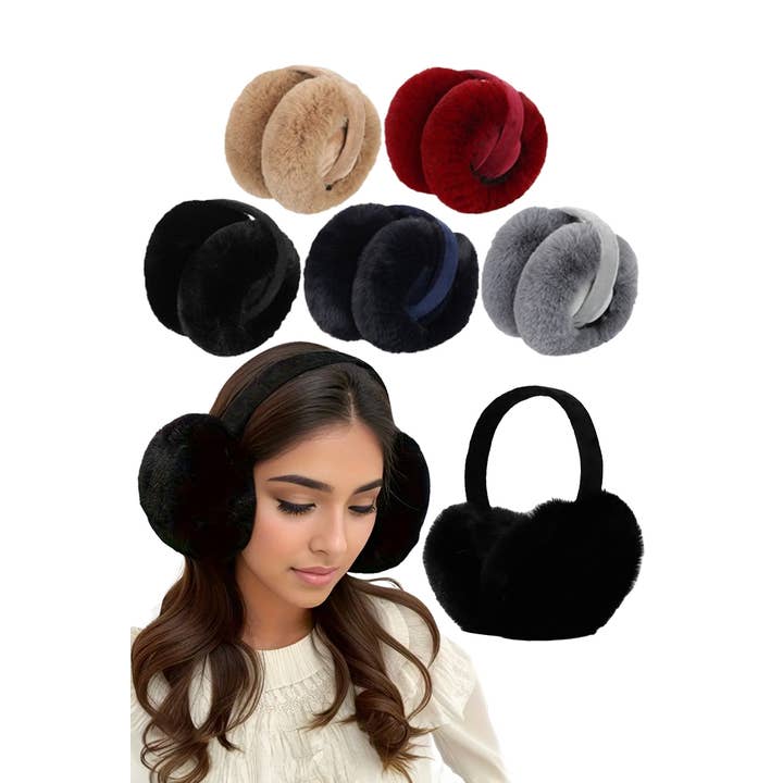 Cap Zone - Wholesale Earwarmers/Ear Muffs - Unisex - Fluffy Faux Fur Foldable Winter Earmuffs