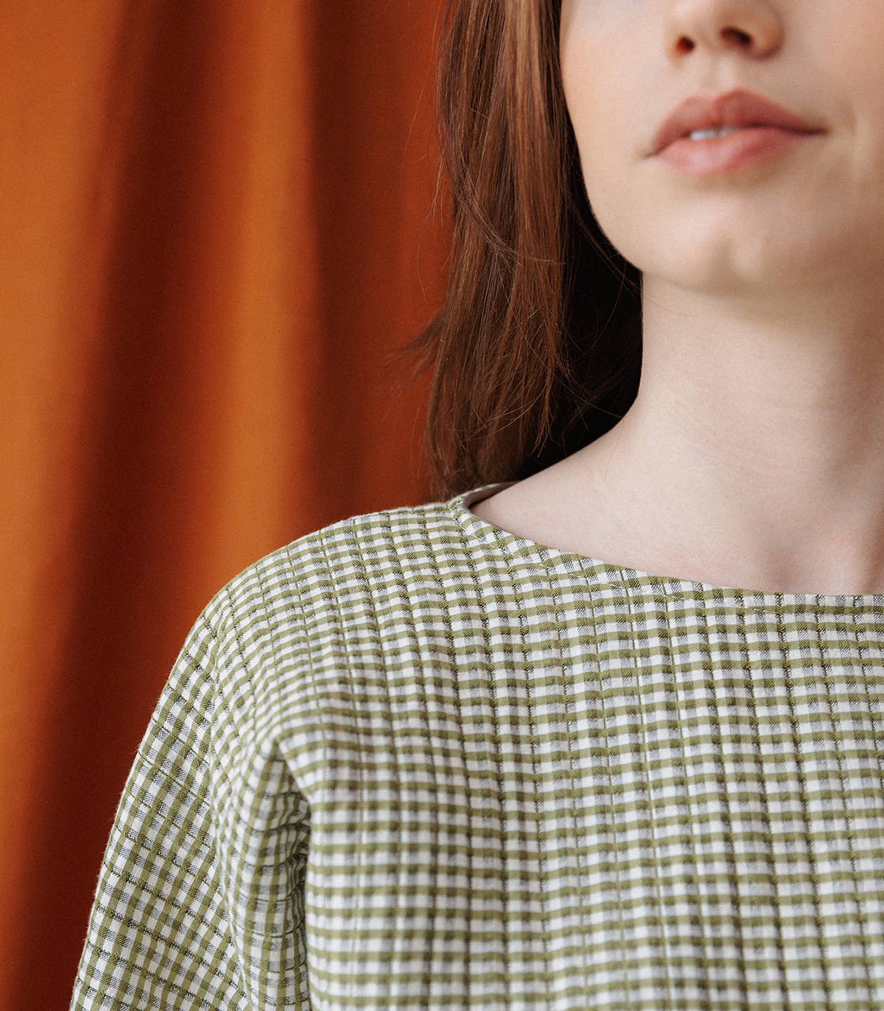 COUSETTE - Wholesale Fabric - Quilted Gingham Fabric - Kiwi Green8