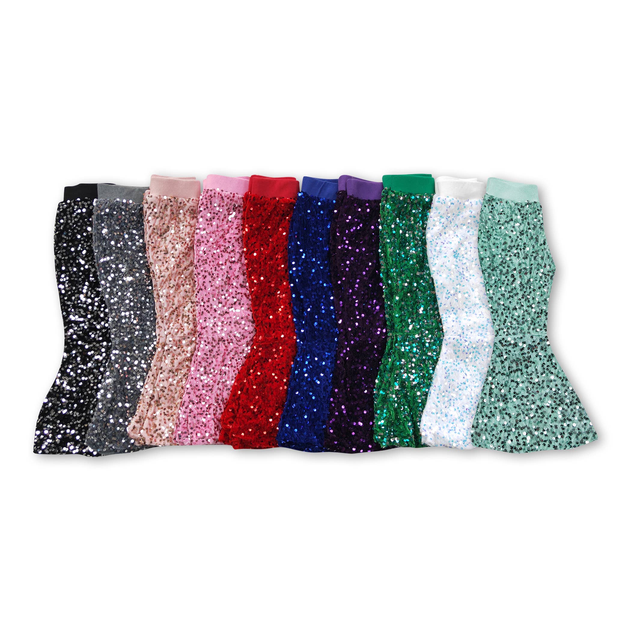 Yawoo Garments - Wholesale Pants - Kids - Colorful lining sequin girls bell bottom pants0