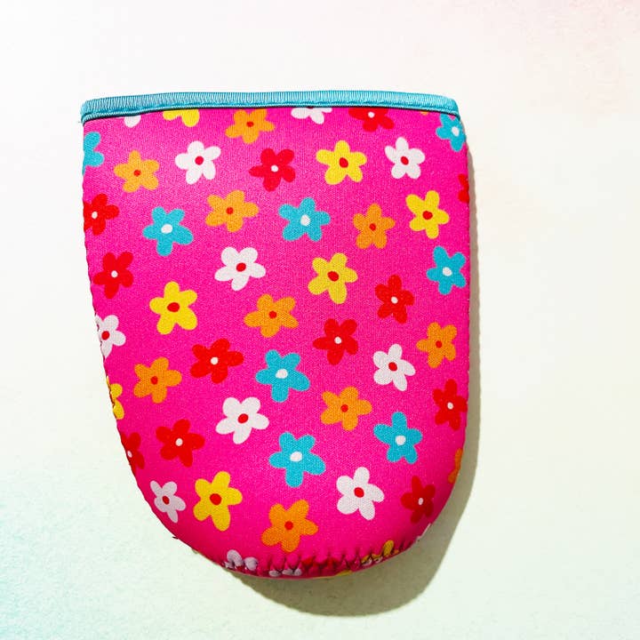 Sonny Rising - Wholesale Drink Huggers & Koozies - Iced Coffee Sleeve, Bright Pink Floral