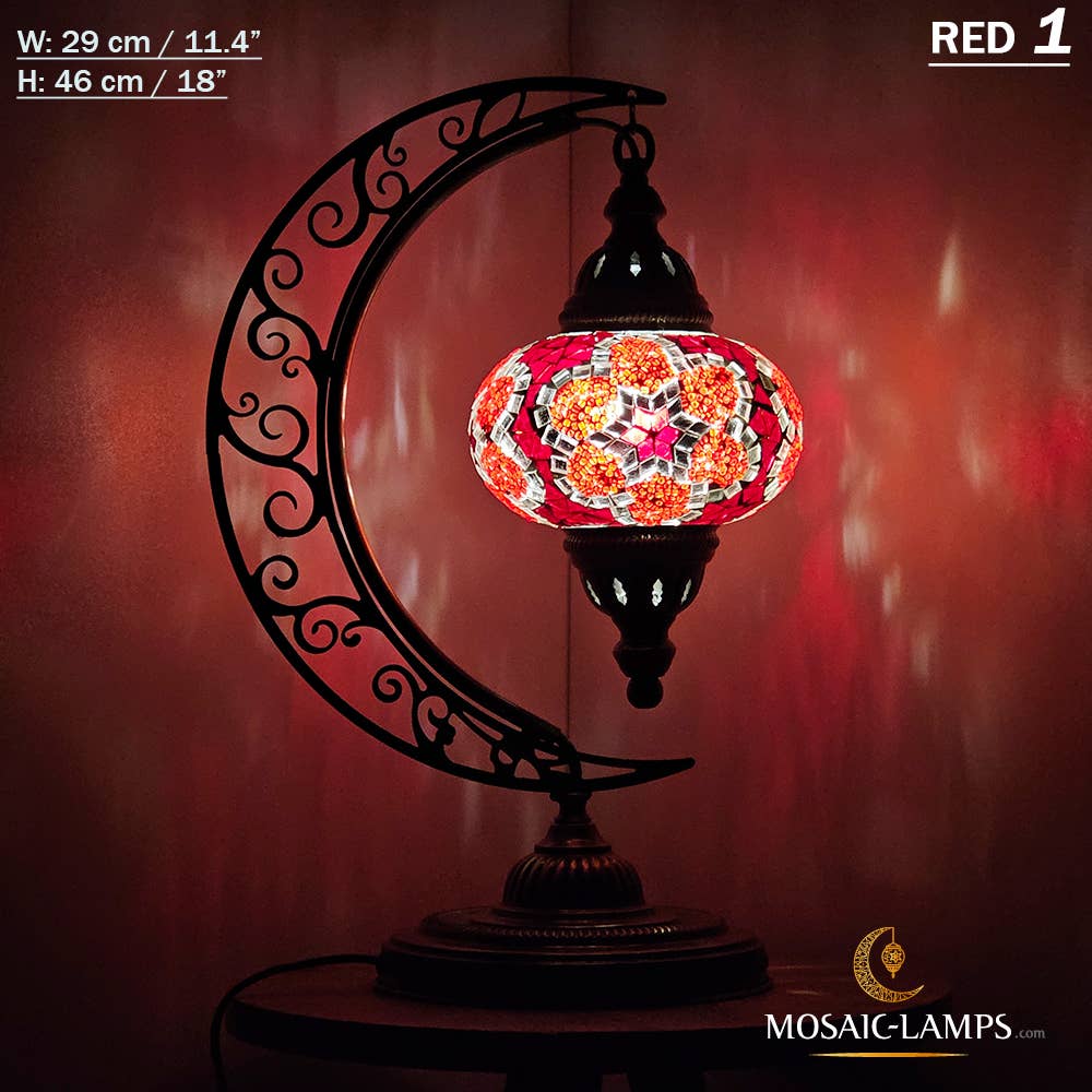 Mosaic Lamps - Wholesale Accent/Desk Lamp - 10+ Colors - Moroccan Moon Table Lamp, Arc, Murano Crescent65