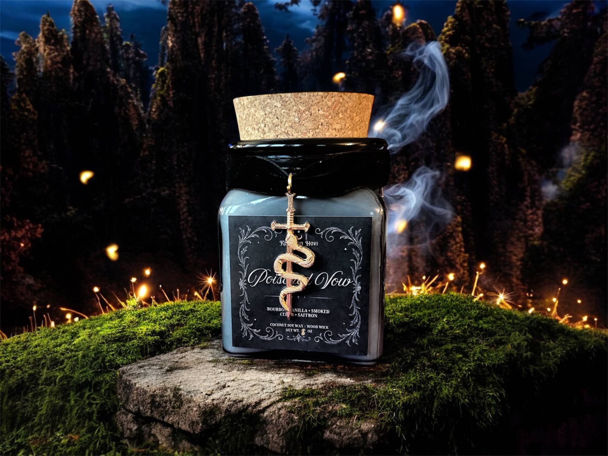 Keskiyön Hovi - The Midnight Court - Wholesale Jar/Filled Candle - Poisoned Vow Literary Candle with Charm - Snake Embedded Top8