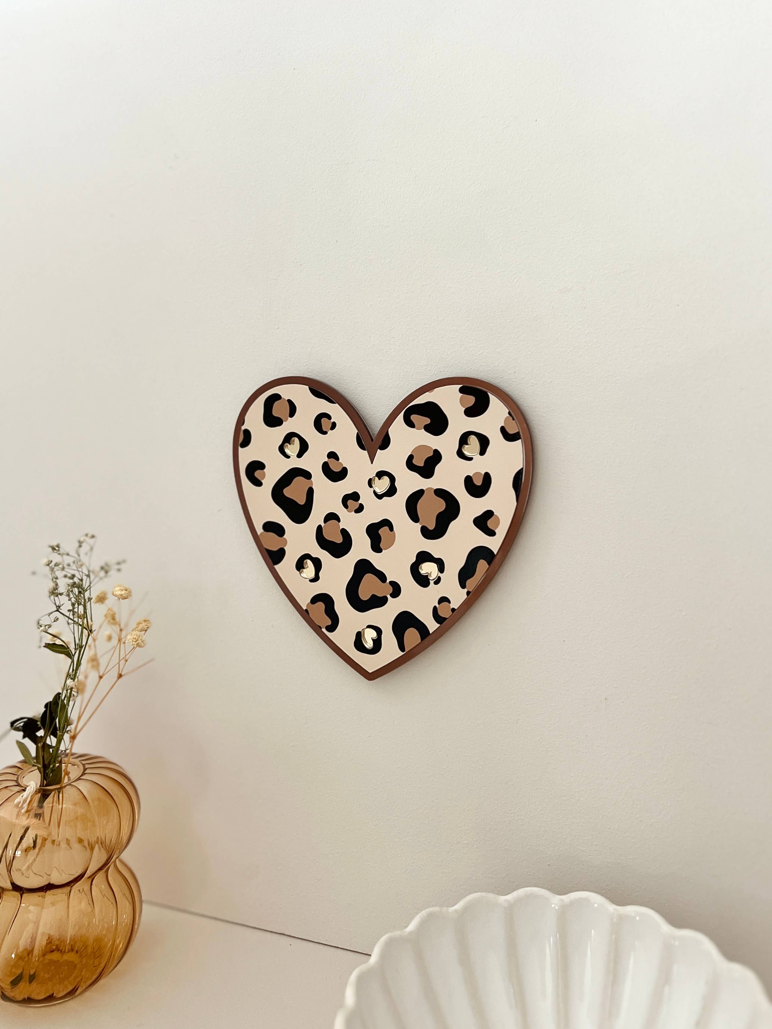 Print Your Love - Venta al por mayor Papel pintado 3D - Joya de pared Lindo corazón leopardo5