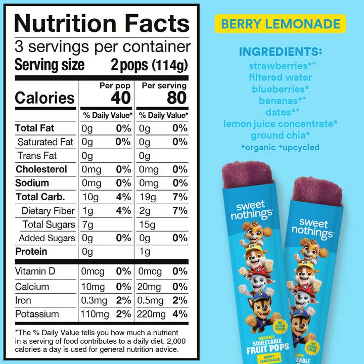 Sweet Nothings - Wholesale Fruit Snacks - Berry Lemonade Squeezable Fruit Pops - Freeze At Home3
