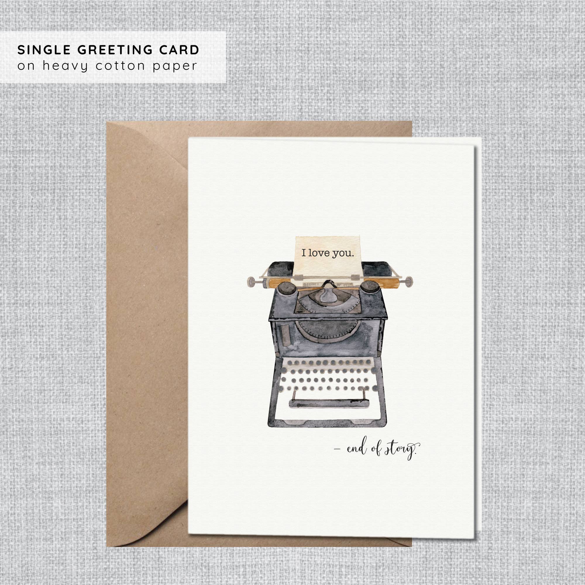 Gina Maher | Watercolor – wholesale Love card – Typewriter Anniversary Card | Book Love and Friendship Card0