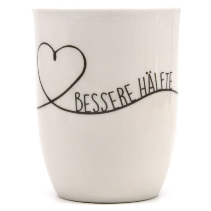Beker met handvat „Heart curved better half” antraciet voor wholesale door Mea-Living