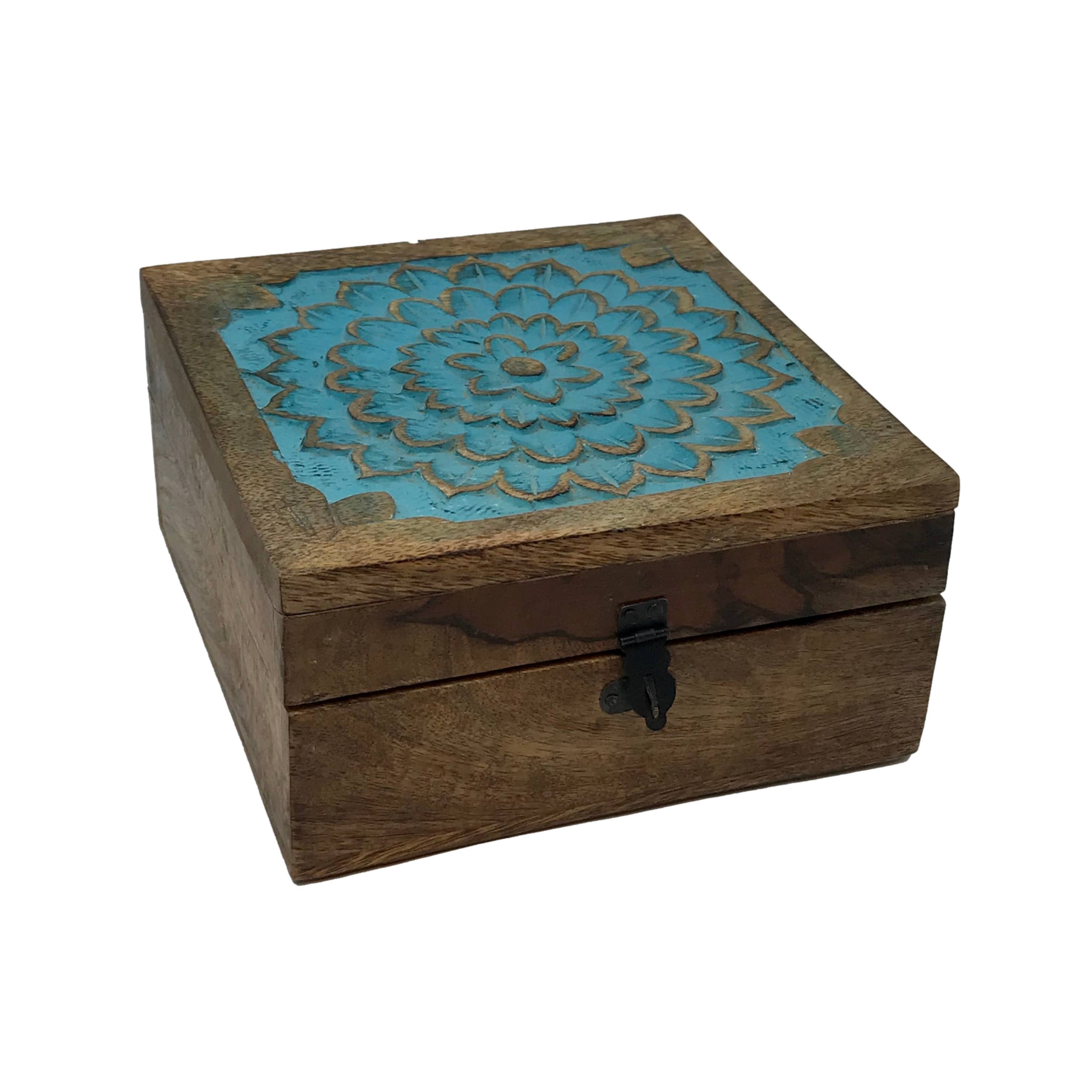 Wilco Home - Wholesale Decorative Box - Carved Wood "Water Ripples" Hinged Box-Fall Christmas10
