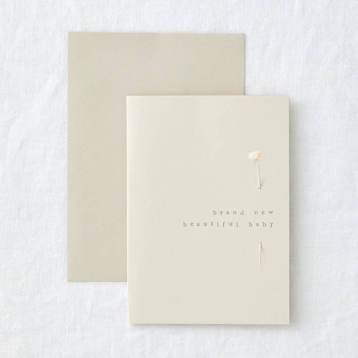 Baby card dried flower new baby greeting card simple for wholesale by Made by Shannon