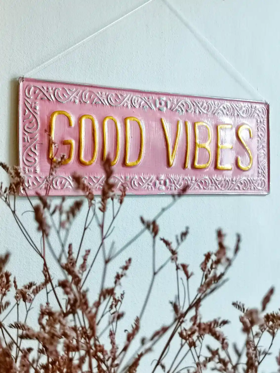 Nayda Diaries - Wholesale Wall Accent - GOOD VIBES metal decorative plate1