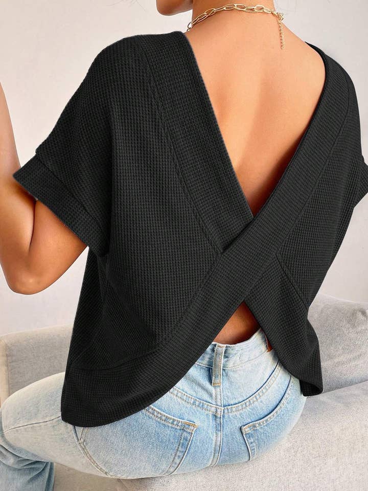 unity crossover back batwing sleeve tee for wholesale by Queen Fashion