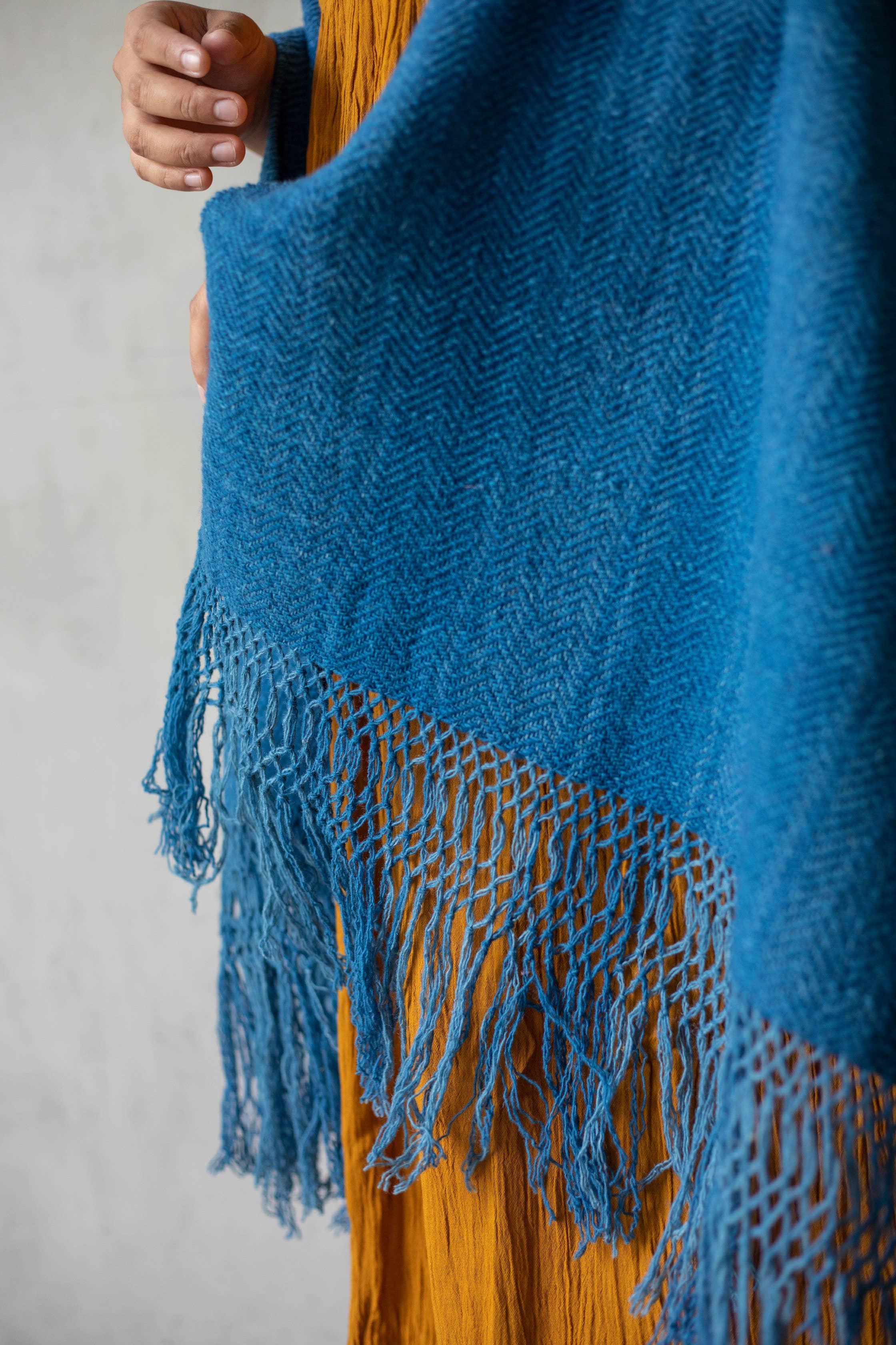 The Zapotec Weavers - Wholesale Wrap - Women's - Zapotec Wool Rebozo/Shawl, Indigo Dye2