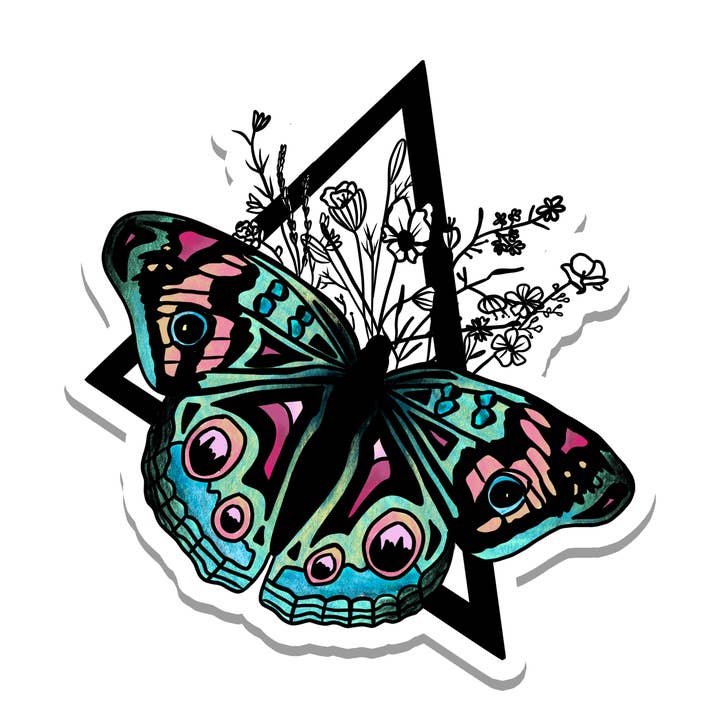 Floral Butterfly | Waterproof Sticker | 3" for wholesale by Rebel and Siren Stickers