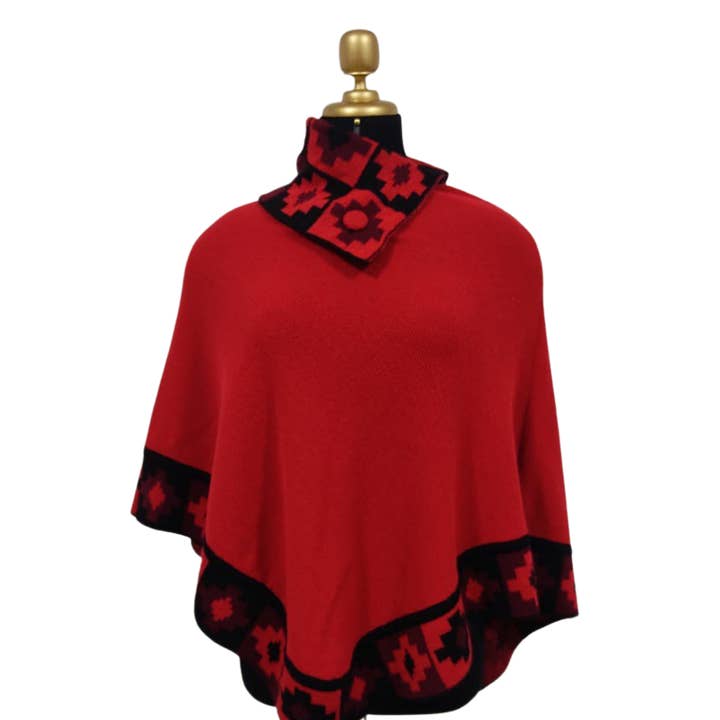 Soft Baby Alpaca Poncho "Chakana" Cross Style - Diff Colors for wholesale by Evelyn Brooks