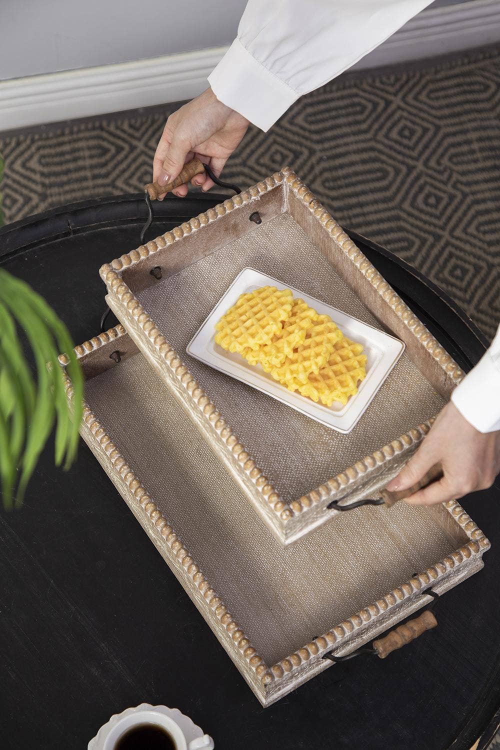 A&B Home Group Inc. - Wholesale Decorative Tray - S/2 Decorative Tray L:19.5x10x3.5" S:16x8.5x3"1