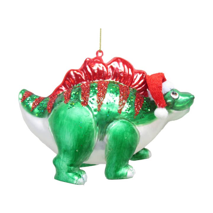 5in Green Dinosaur w/Santa Cap Orn for wholesale by December Diamonds