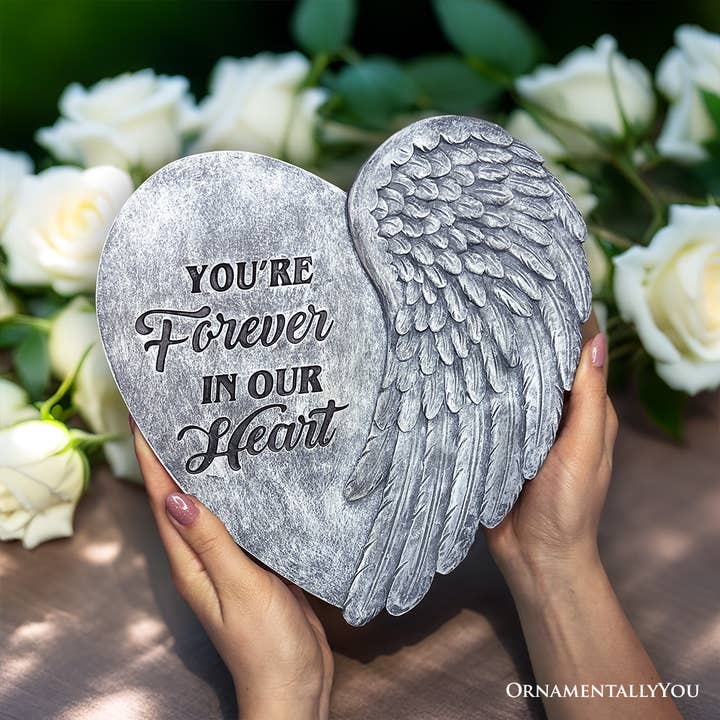 OrnamentallyYou - Wholesale Stepping Stone - You’re Forever in Our Hearts Angel Wing Stepping Stone, 9.5" Garden Decorative Memorial Resin Figurine4