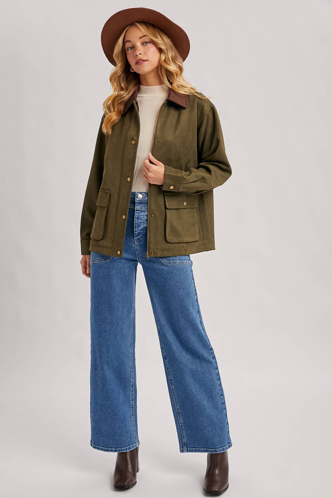 Bluivy - Wholesale Jacket - Women's - BUTTON DOWN FAUX SUEDE BARBOUR JACKET20