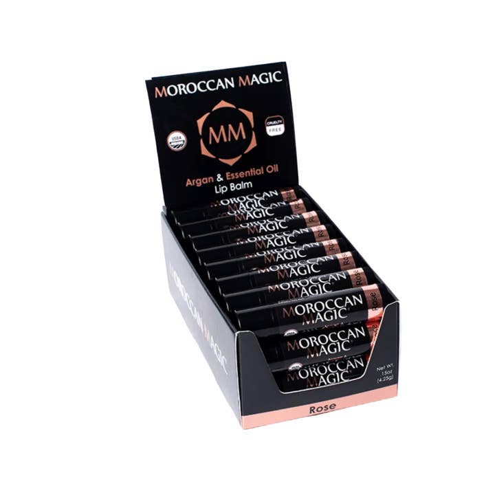24 Pack- Organic Rose Lip Balm for wholesale by Moroccan Magic