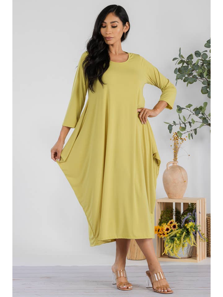 H&H Fashion Inc. - Wholesale Dress - Women's - SAN151R-SOLID - Harem Midi Dress
