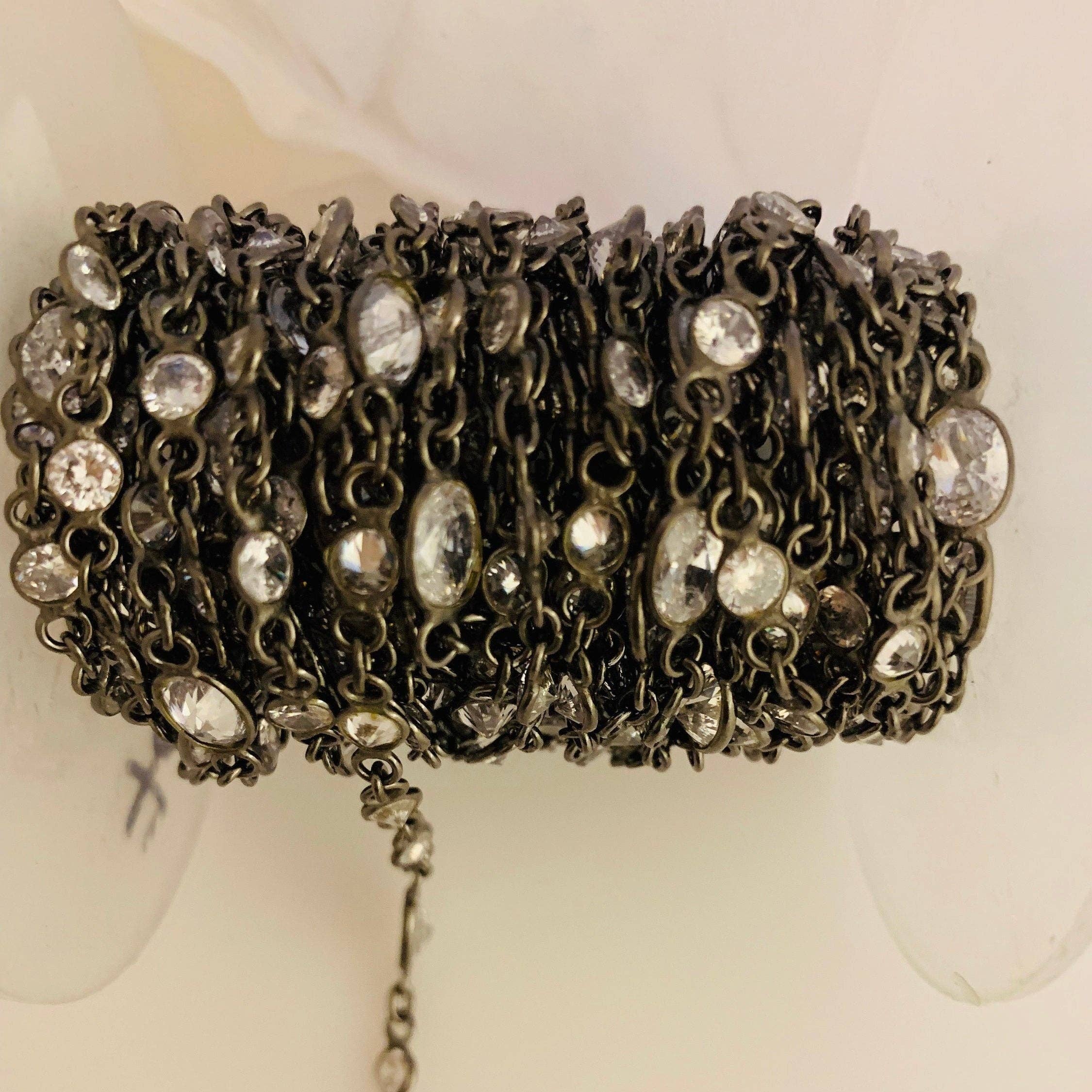 Purity Beads - Vendita all'ingrosso Collane a catena e maglie - Catena CZ, Catena Placcata in Metallo Canna di Fucile, Catena con Zirconia Cubica di Forma Rotonda da 4mm e Ovale da 9mm, 1 Piede.0