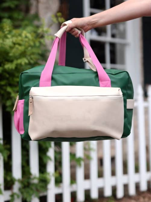 Duffle Bag - Vail Color Block (Green/Pink/Cream) for wholesale by Jadelynn Brooke