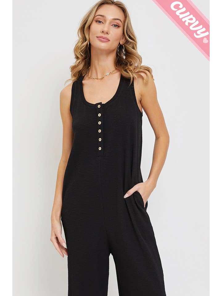 Sweet Lovely by Jen - Wholesale Jumpsuit - Women's - PLUS SIZE DAILY RELAXED BUTTON DOWN JUMPSUIT12