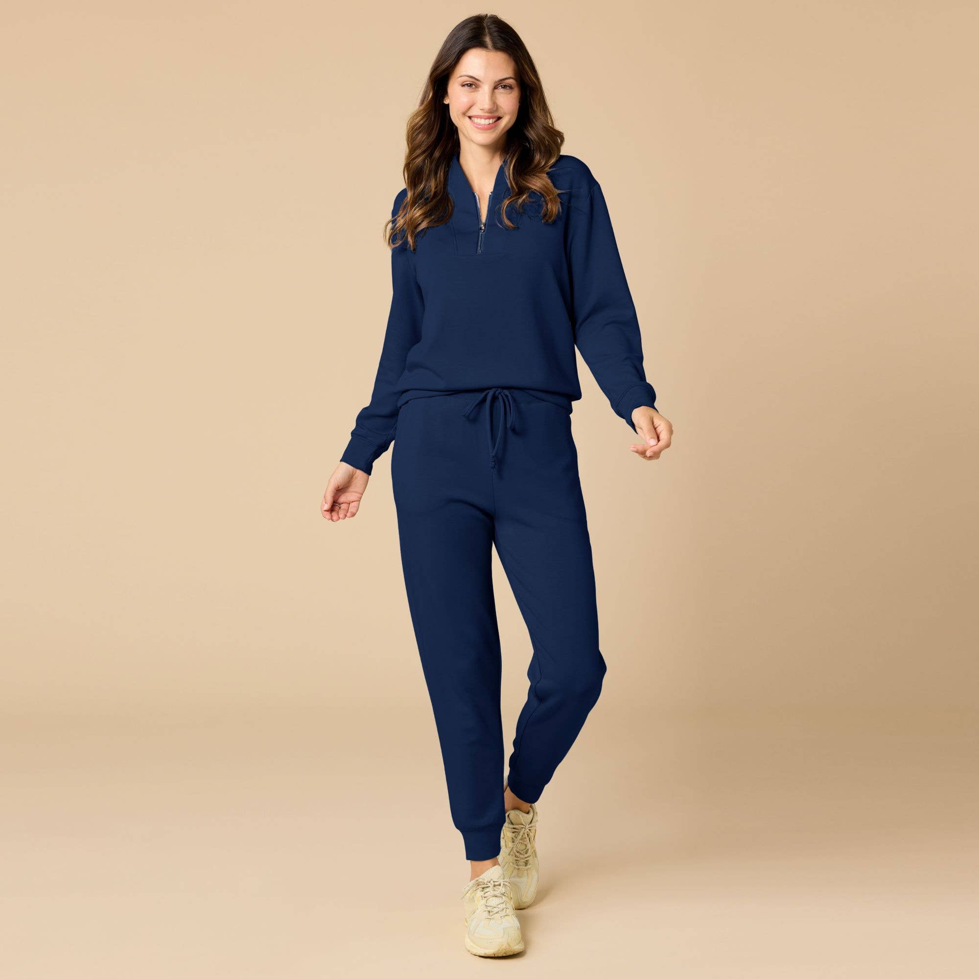 Softies – wholesale Mjukisset – Dam – Athleisure DreamTech 1/4 Zip Jogger Set för kvinnor23