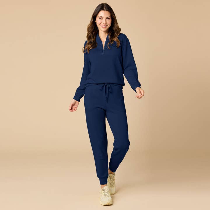 Softies – wholesale Mjukisset – Dam – Athleisure DreamTech 1/4 Zip Jogger Set för kvinnor23