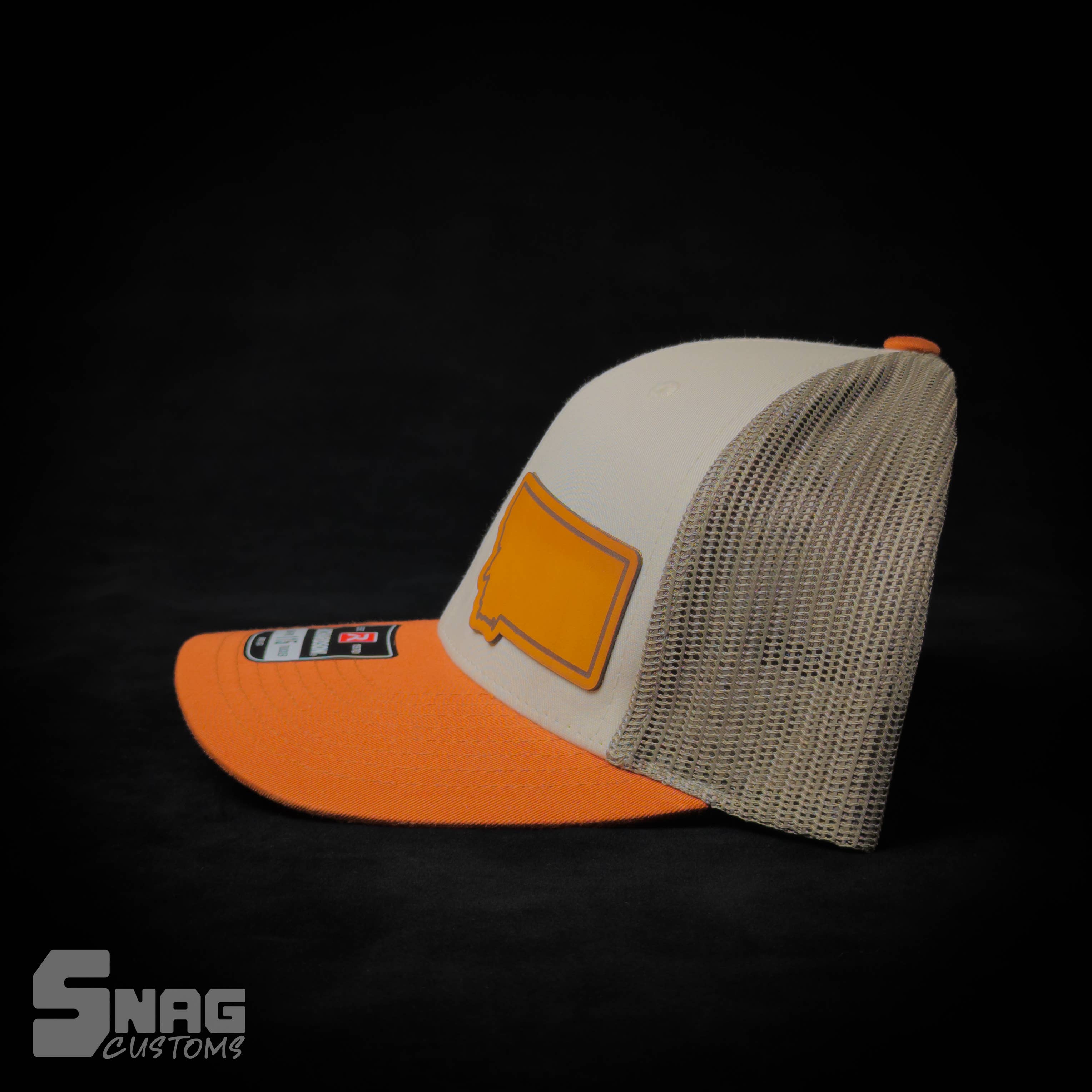 Snag Customs - Wholesale Trucker Hat - Unisex - Montana State Outline Leather Patch Hat7