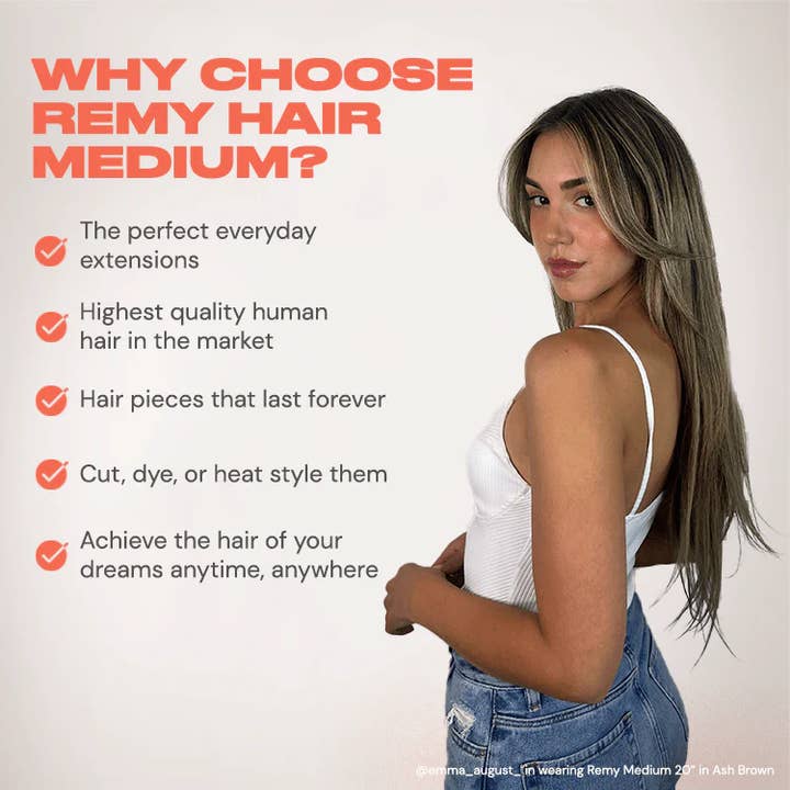 INH Hair - Wholesale Hair Extensions - Medium Remy Hair Extensions | 20" long extensions