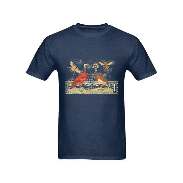 Two Hens, Two Bees and the Illustrated Rug katoenen T-shirt met print voor heren voor wholesale door Bønes and Balløøns