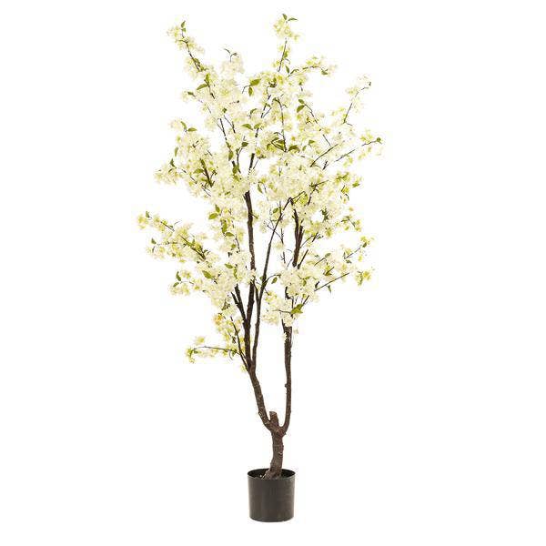 Oasis of Life - Wholesale Artificial Plant - Artificial Cherry Blossom Prunus – White – approx. 210cm high – Realistic Decorative Artificial Plant – Maintenance-Free – For Living Room, Office & Entrance Area0