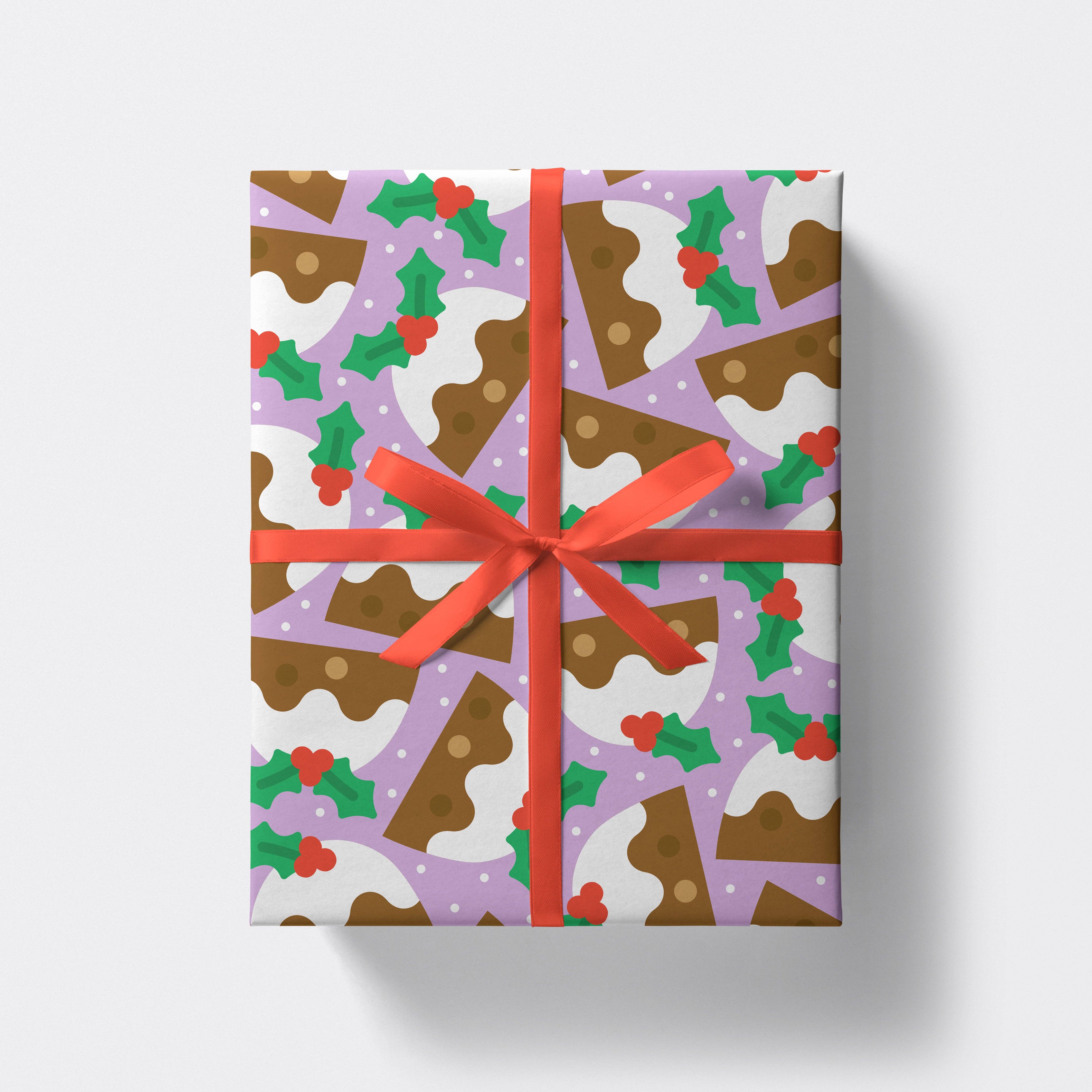Studio Boketto - Vente Feuille de papier cadeau - Papier Cadeau Pudding de Noël | Feuilles de Papier d'Emballage de Fêtes1
