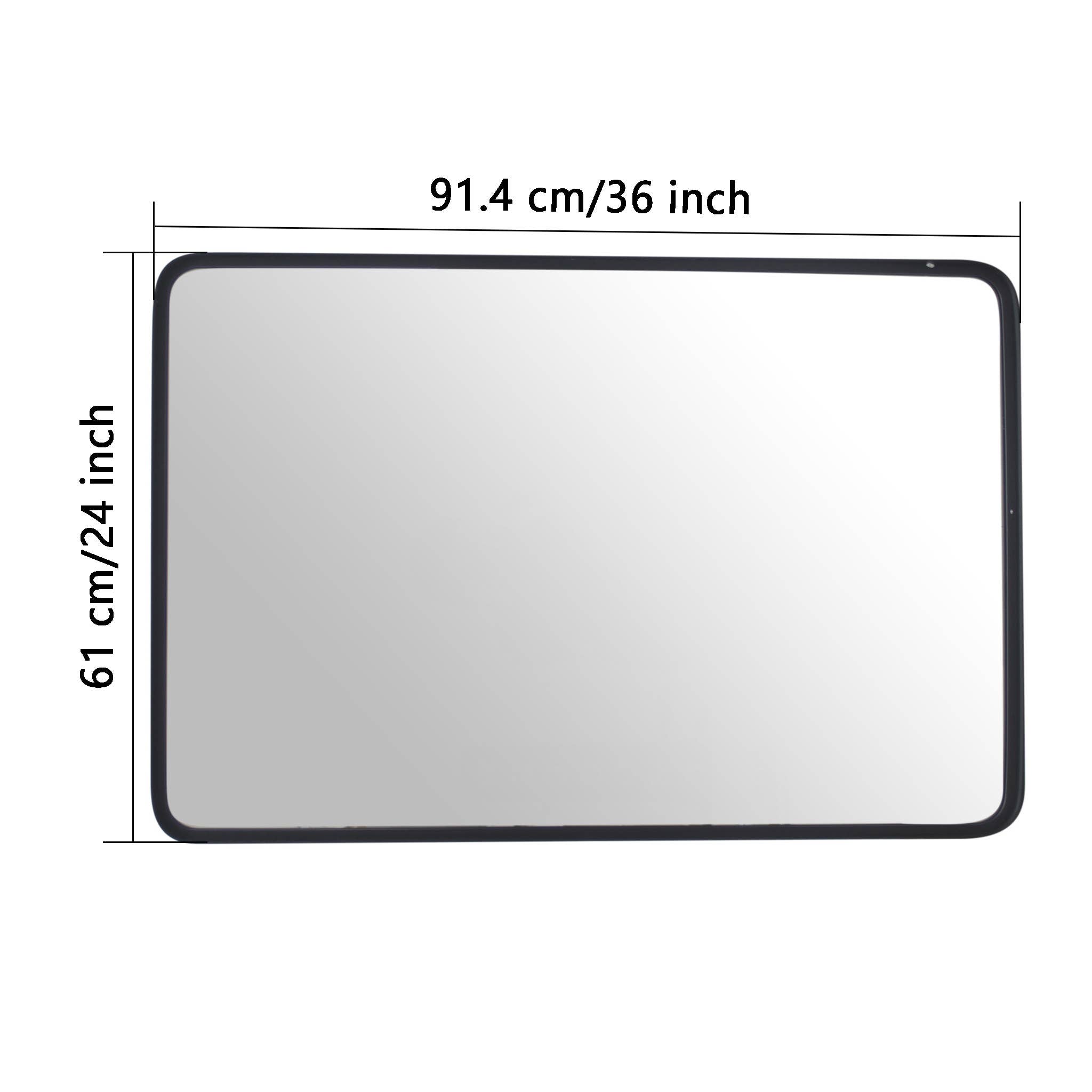 Paris Loft Inc - Wholesale Muurspiegel - Moderne zwarte spiegel met afgeronde hoeken voor slaapkamer of woonkamer12